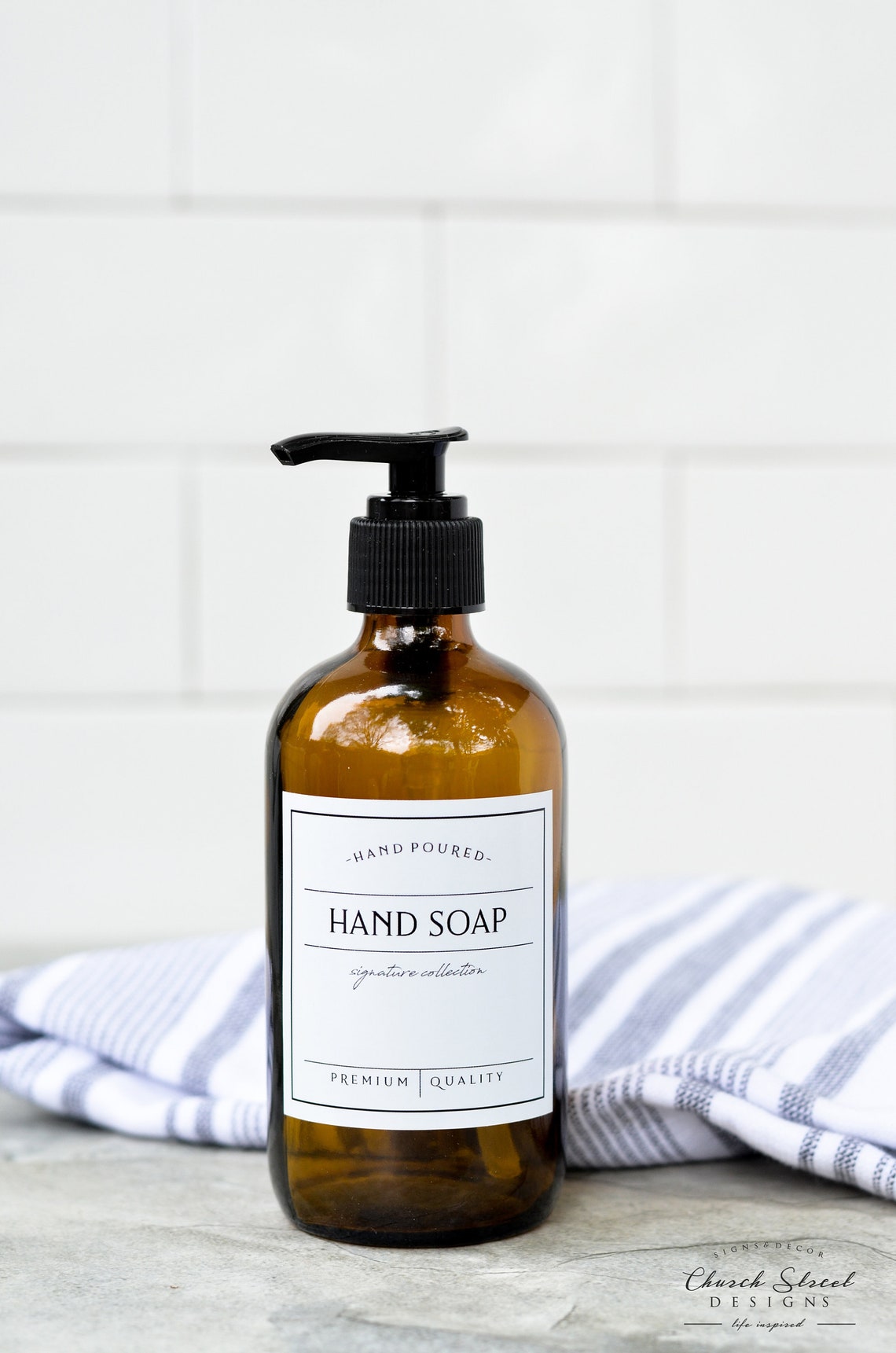 8oz Amber Glass Bottle - Hand Soap - Signature Style