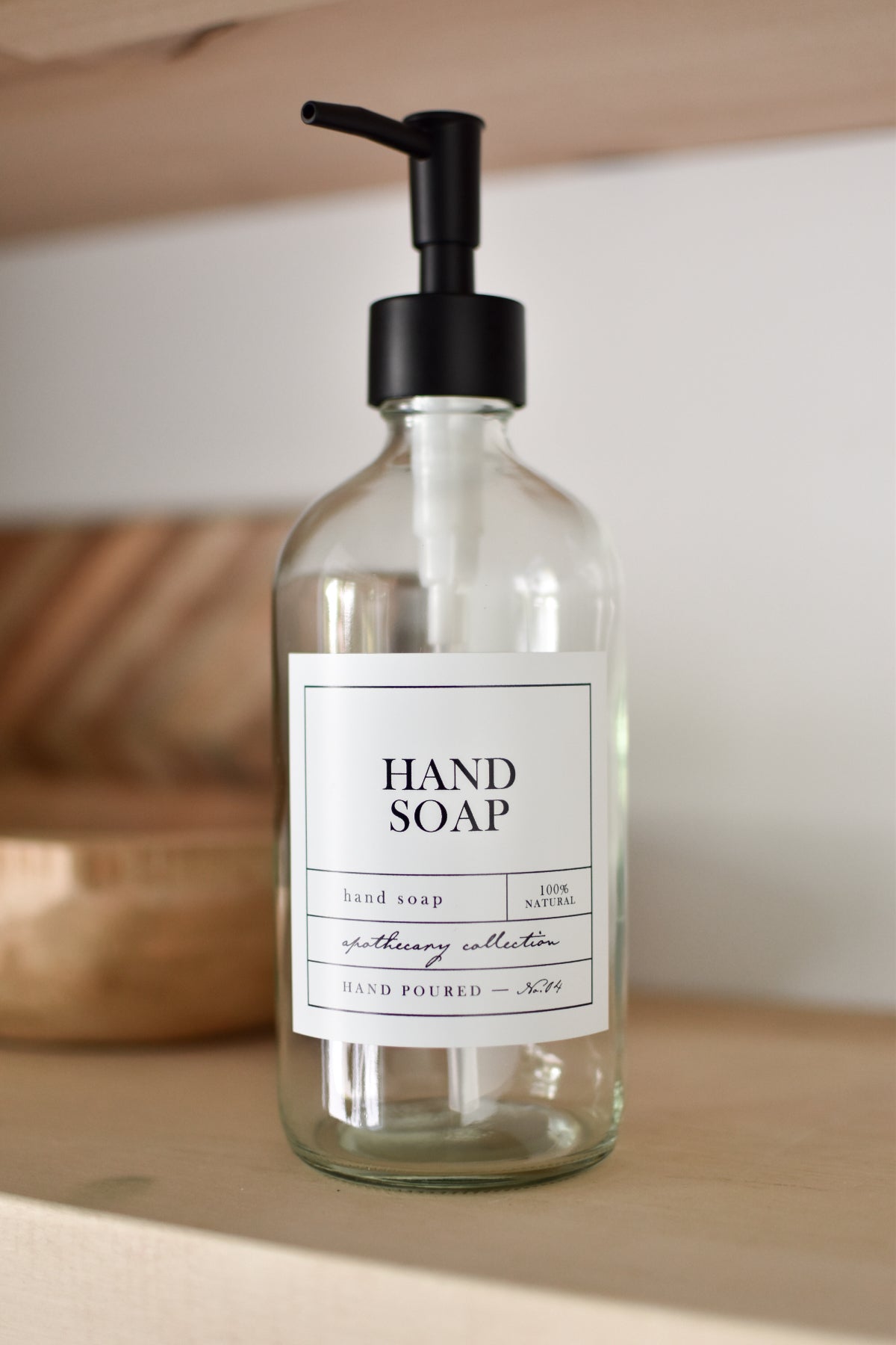 16oz Clear Glass Bottle - Hand Soap - Apothecary Style