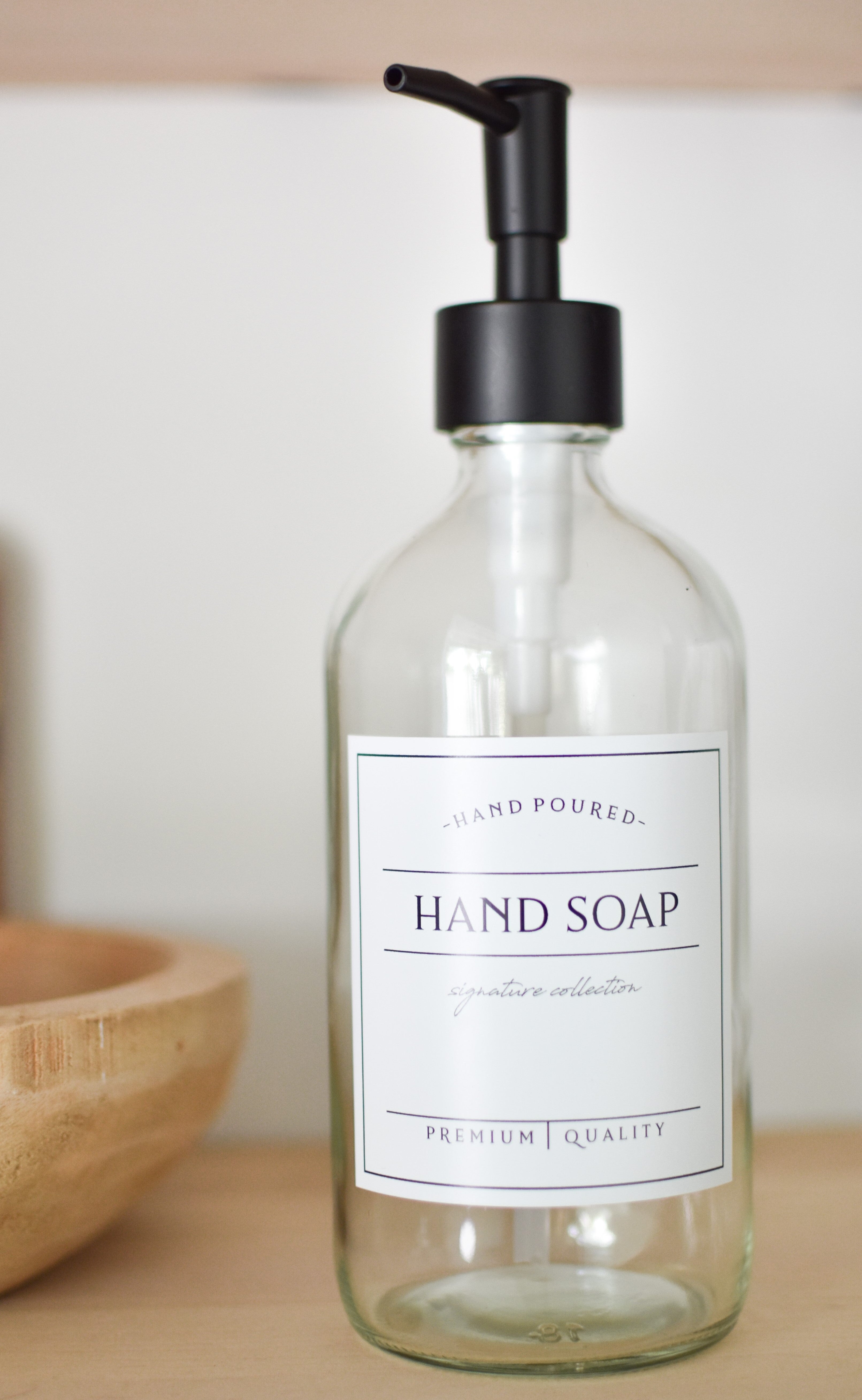 16oz Hand Soap bottle - Clear Glass - Signature Style